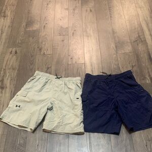 Under Armour Athletic Shorts - Dark Blue and Light Tan